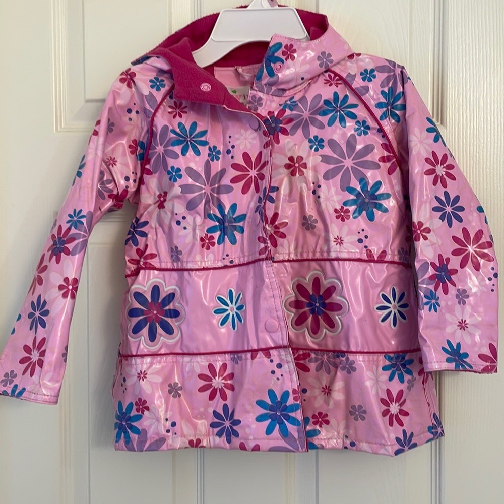Pink flower rain jacket
